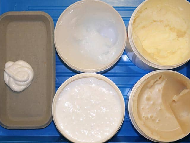 A selection of emollients from the light to the very greasy - 'the right one is the one the patient likes'